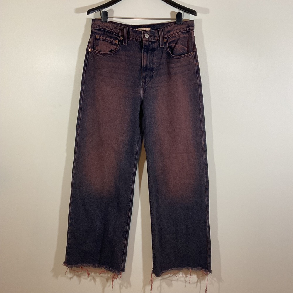 Levis Ribcage Wide Leg Jeans W31 L32 Overdyed Gradient Wash High Rise Grunge Y2K
